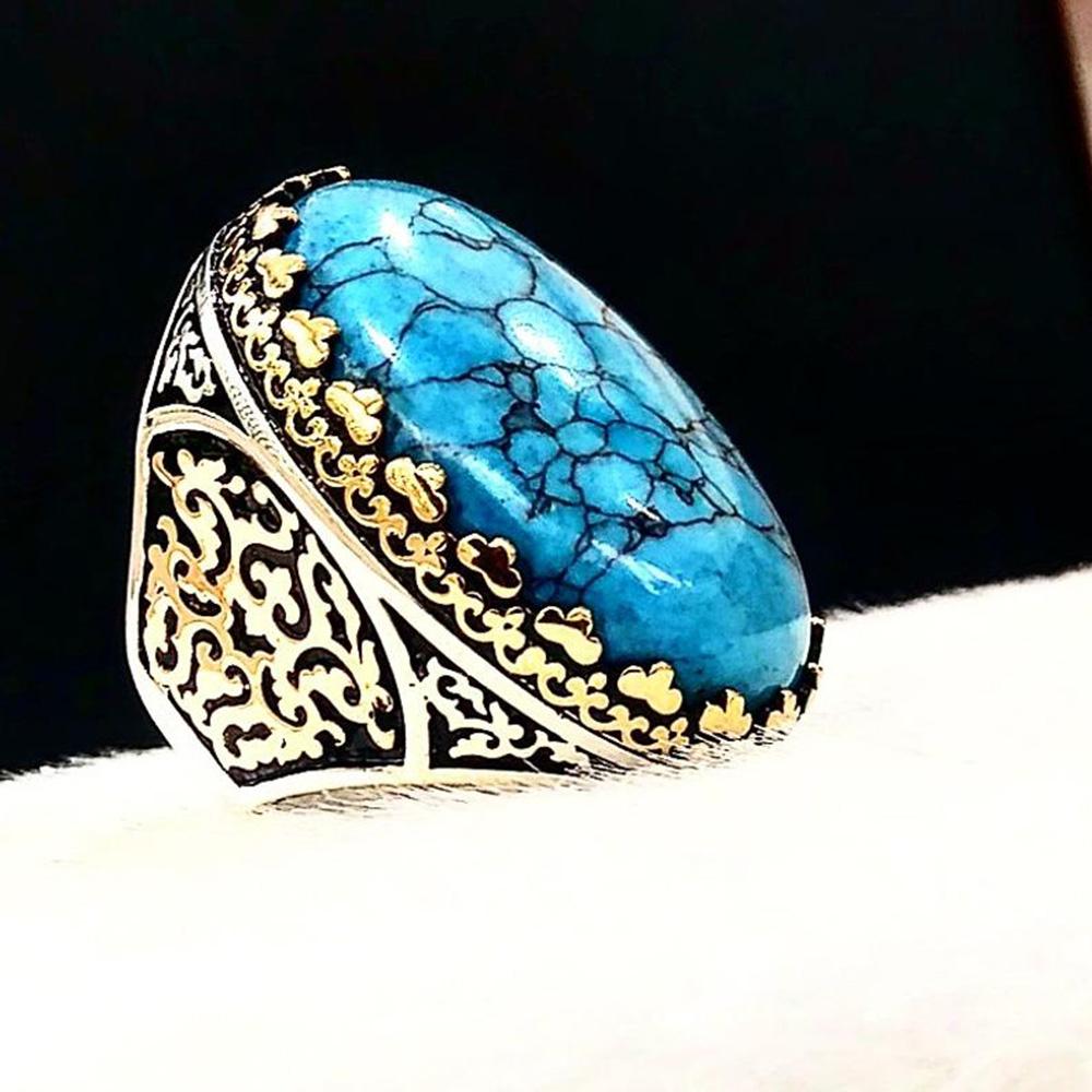 Turquoise Signet Ring, December Birthstone, 925 Sterling Silver, Anniversary Ring, Heavy Ring, Handmade Ring, Party Wear Gift, New Year Gift