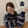 The Pink Men Oversized Collar Neck Stripe Long Sleeve Knit