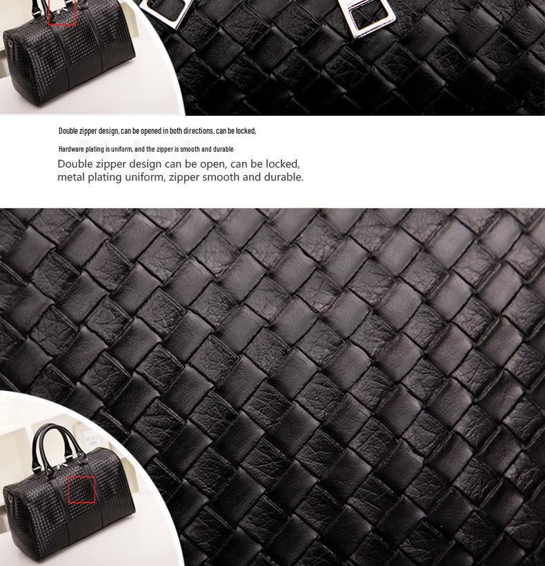 Black Woven Large Capacity Unisex Travel Shoulder Bag