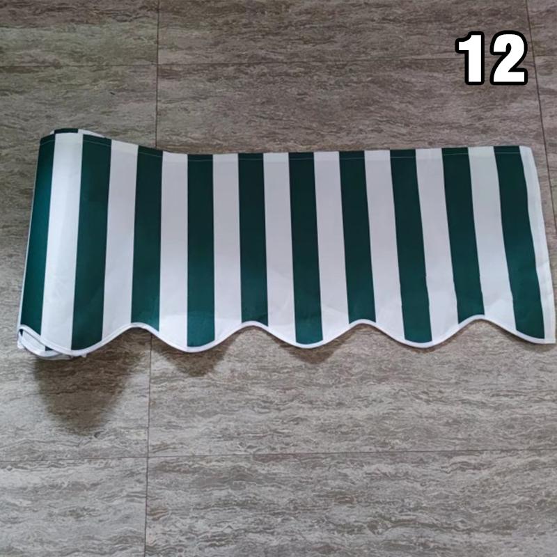 1M Retractable Patio Awning Replacement Fabric Windows Wavy Valance Durable Sunshade Canopy Cloth Waterproof Gray Beige Strips