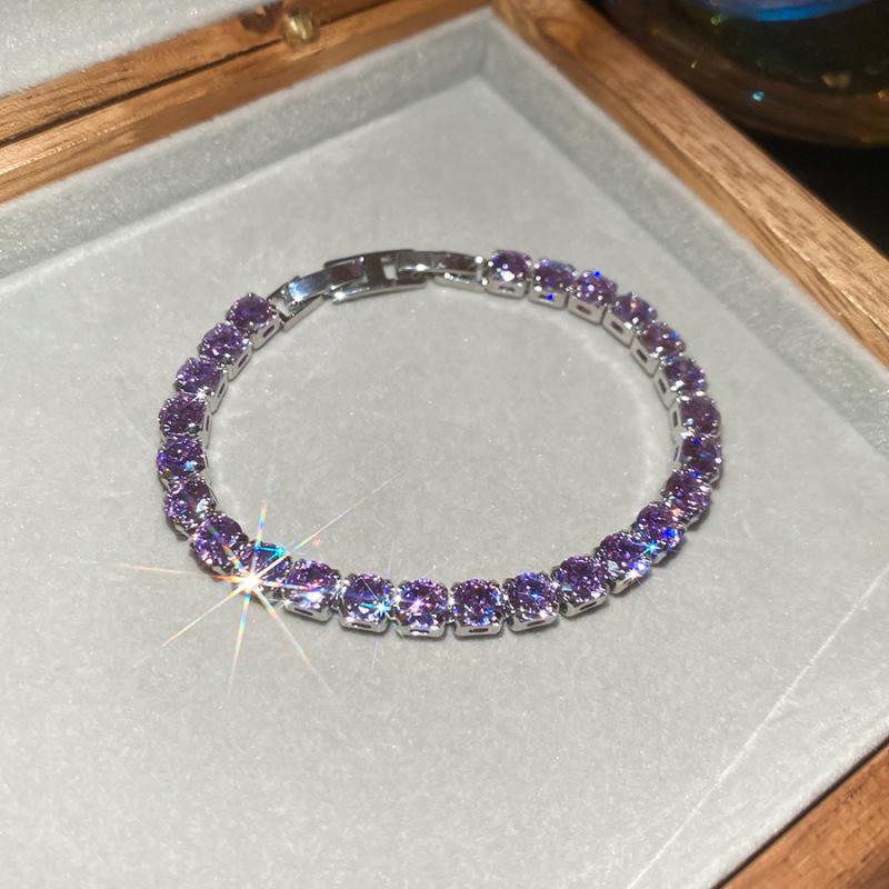 New Zircon Rectangle Clasp Bracelet Summer Cool Tone Elegant Luxury Women Jewelry