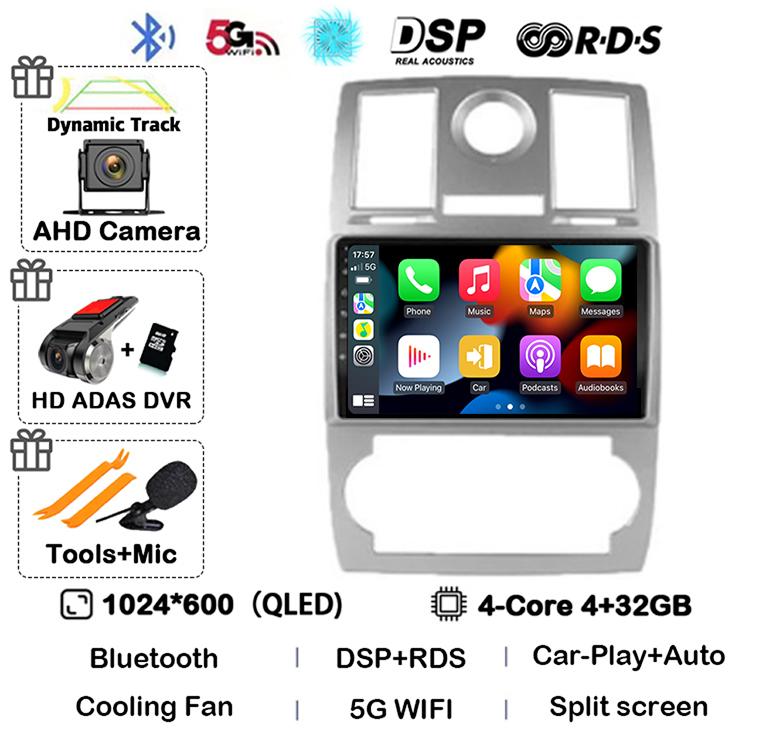 Android 14 Auto Carplay 4G+WIFI For Chrysler Aspen 300C 2004 2005 2006 2007 2008 Multimedia Video Player Car Radio GPS Stereo BT