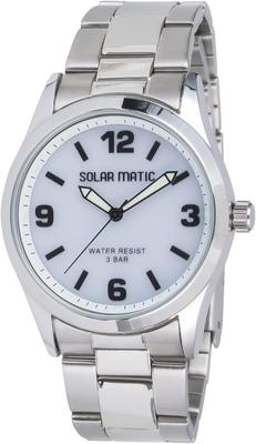 Аналоговые часы Solar Rechargeable Metal Band Silver [Klefa] Мужские SM-AM168-WTS