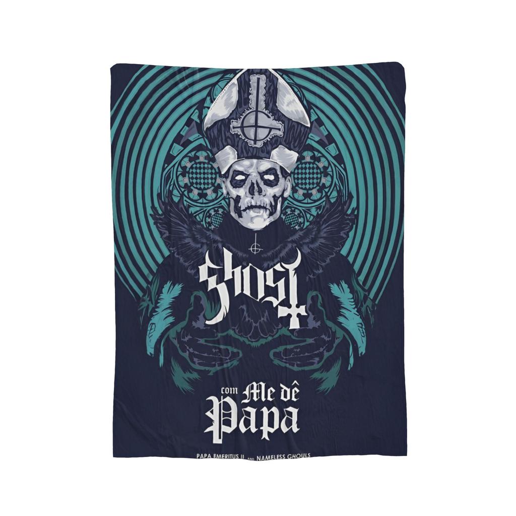 Плед с принтом группы Ghost Reanimator, темно-синий, флис, для весны и осени, многофункциональный, легкий плед-покрывало для кровати, путешествий