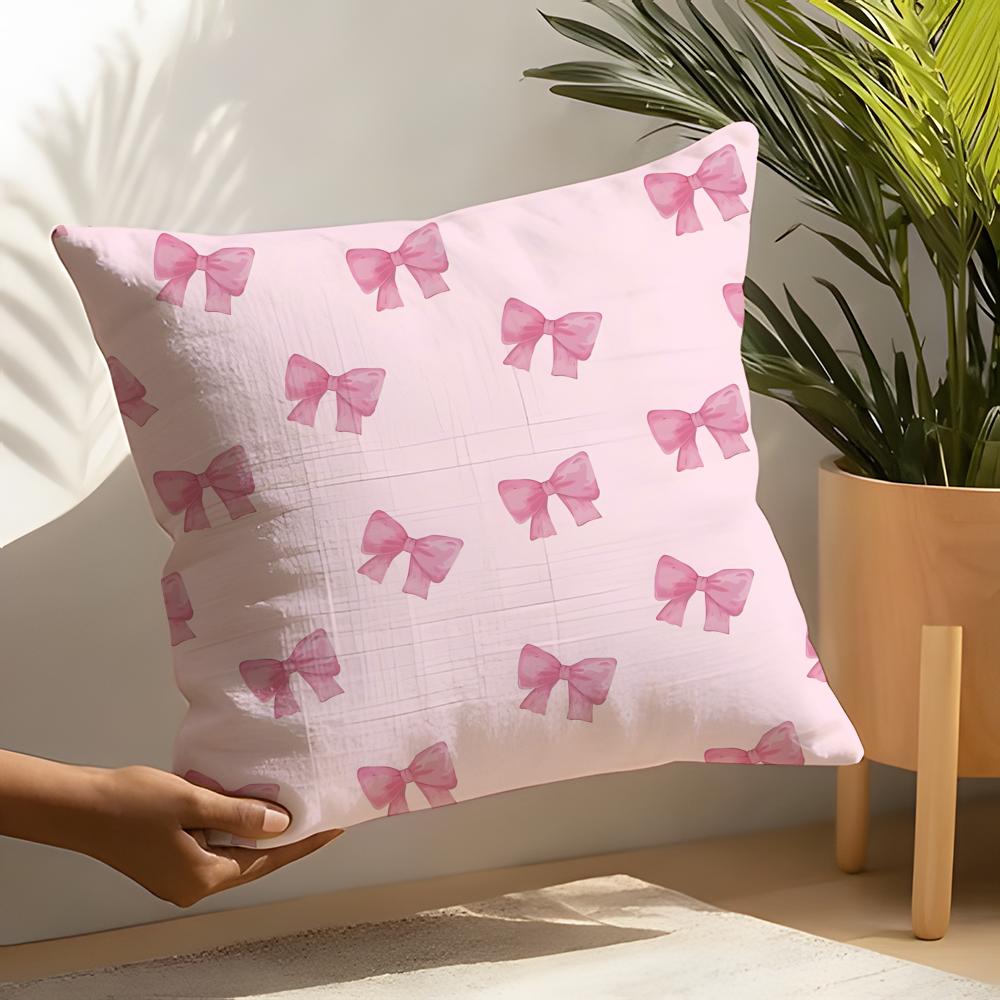 Pink bow cherry Pillow Case Home Living Room Decoration Linen Pillow Cases Cushion Cover