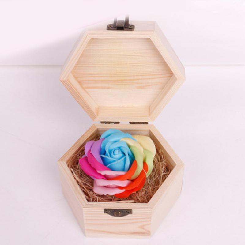 2024New Wooden Soap Box Flower Rose Small Wooden Box Gift Wood Soap Case Valentine Day Handmade Flower Soap Flower Birthday Gift