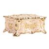 Vintage Rectangular Jewelry Box Retro Metal Antique Enamel Gold Trim Rhinestone Trinket Storage Box