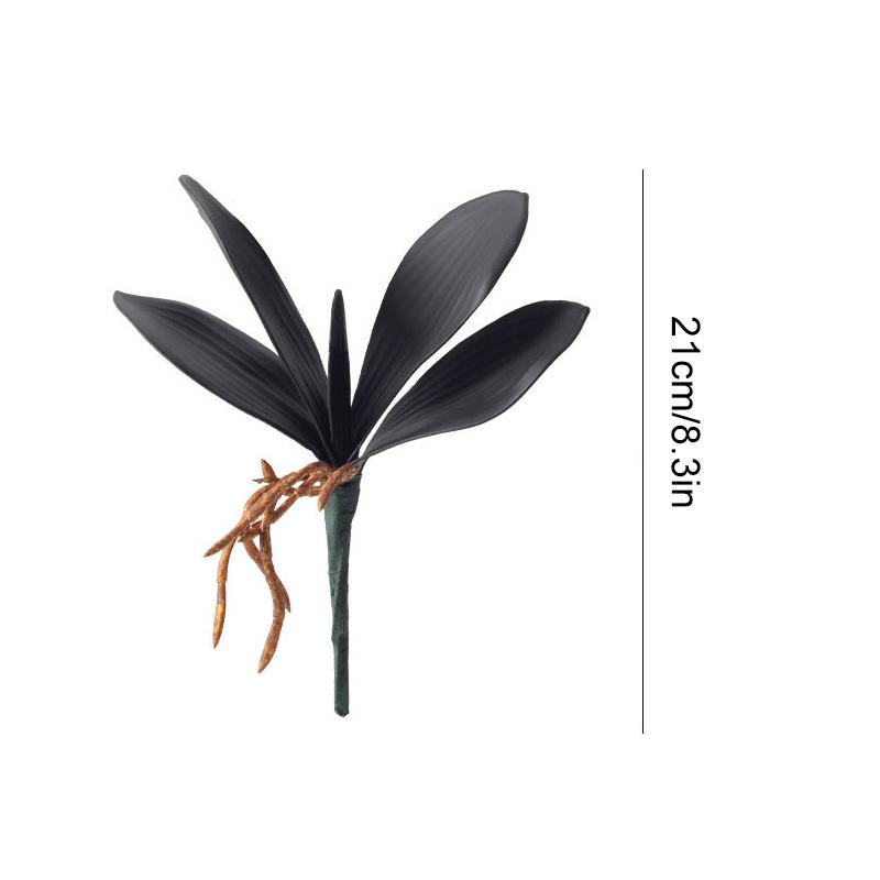 1 шт. настоящие сенсорные искусственные растения DIY цветы листья орхидеи черные цветочные украшения ПУ лист фаленопсиса