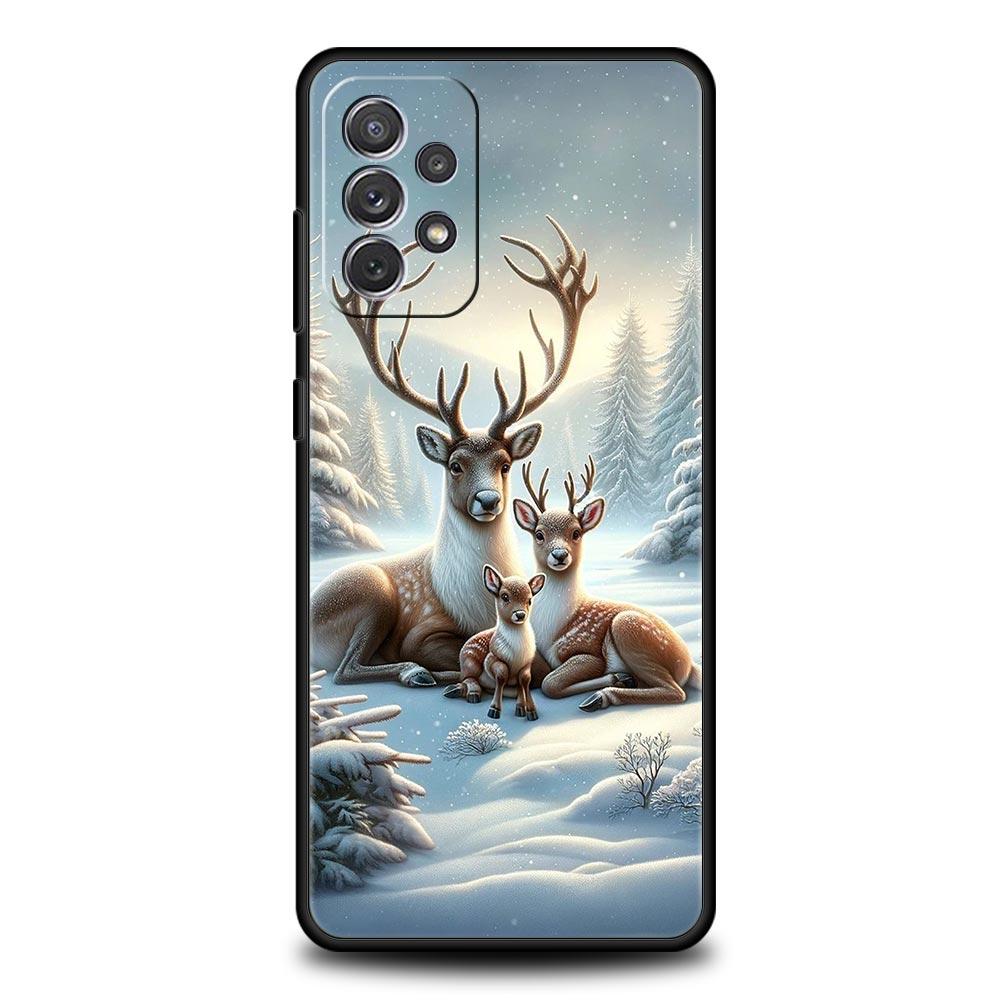 Мультяшный олень Чехол для телефона Samsung Galaxy A55 A35 A15 A14 A13 A25 A54 A51 A71 A72 A73 A32 A52 A41 5G Мягкий ТПУ Чехол Сумки