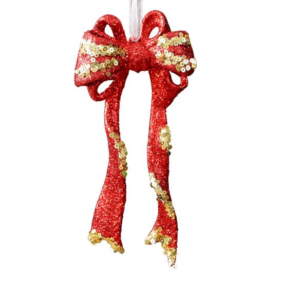 Glitter Sequined Christmas Ornament Red Snowflake/Butterfly/Star/Reindeer/Ballerina Hanging Decoration for Xmas Tree Doors Windows Walls Holiday Home