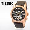 [Ticento]Мужские автоматические кожаные часы TS50031RGB DUAL, Корейские роскошные часы