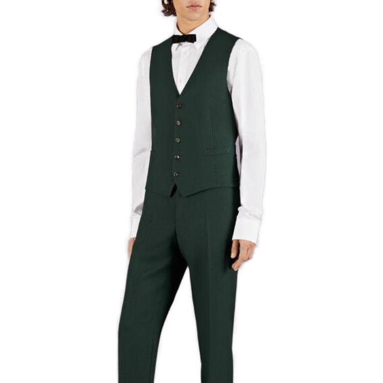 GUCCI Vests Men's Dark Green V-neck Moderate Business Suit 673191-Z798C-3149