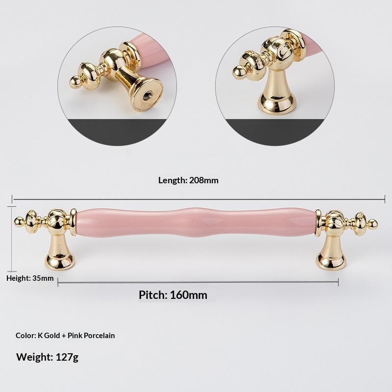 Modern Colored Ceramic Furniture Handle Golden Wardrobe Cabinet Handles Closet Door Knob Dressing Table And Drawer Pull Hardware