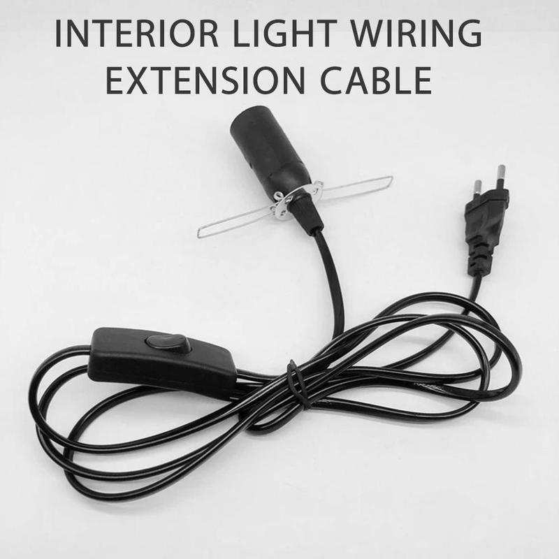 EU Plug E14 Power Cord With On/Off Switch E14 Lamp Base Socket Spring Clip For Salt Lamp Internal Car Extension Cable