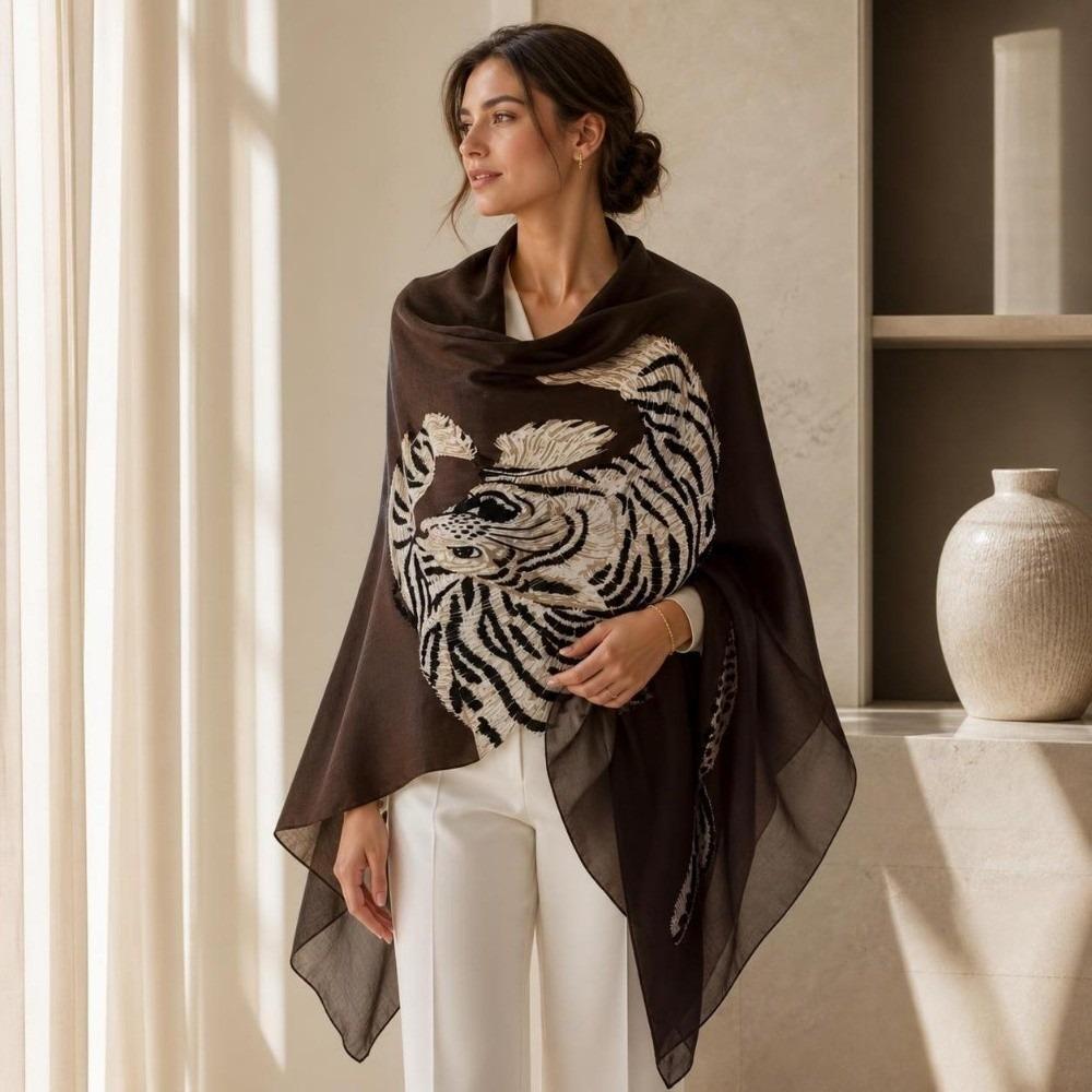 Old Money Style Sunscreen Cover-up Leopard Draped Cardigan Elegant Vintage Shawl Wrap Women