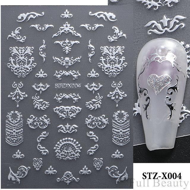 Nail Art Stickers Ins Valentine's Day French Red Love Silver Line Grid Love Nail Stickers