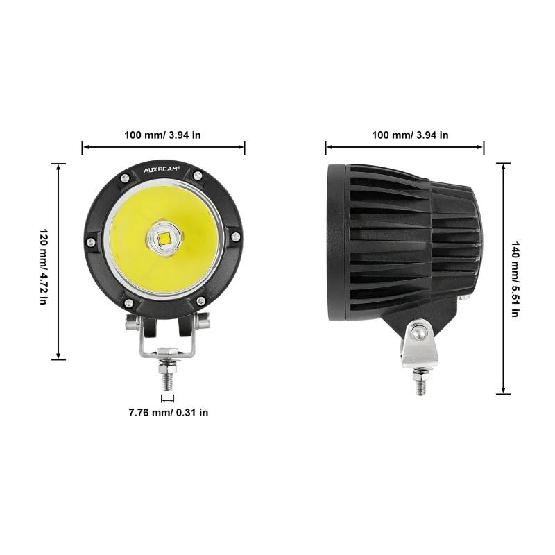 Auxbeam 4-дюймовые круглые светодиодные фары для внедорожников, рабочие лампы с проводкой для грузовиков, пикапов (Белый/Желтый луч)