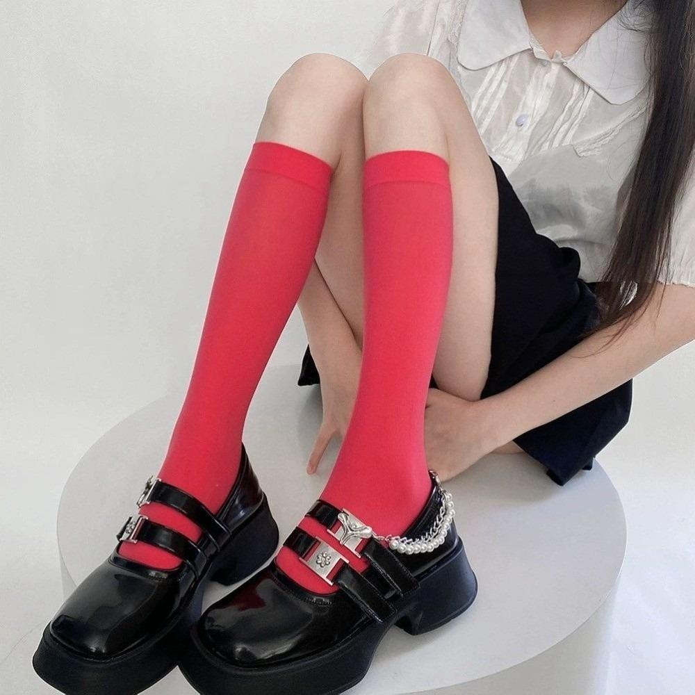 Colorful Candy Calf Socks Candy Color Middle Tube Socks Korean Hosiery Women