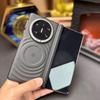 Магнитный чехол для телефона Huawei Mate X6, Защита от падений, с кольцом для камеры и бриллиантовыми акцентами, Однотонный кожаный дизайн для женщин.