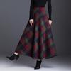 Женская шерстяная юбка с высокой талией и клетчатым принтом, юбка-трапеция, осень-зима, утолщенная юбка с большим подолом, повседневная одежда
