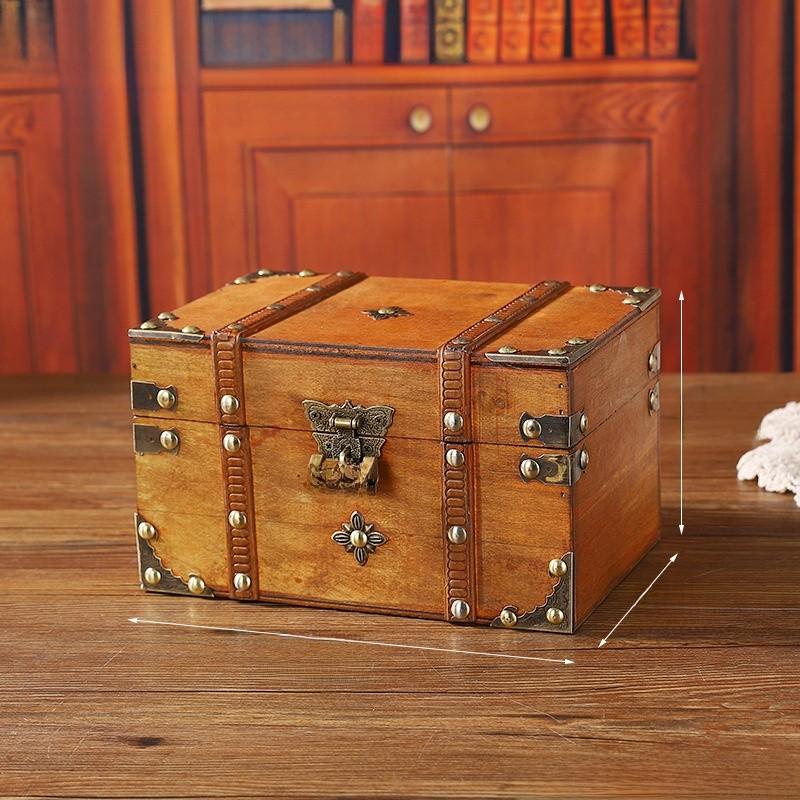 Storage Wooden Vintage Box With Lid For Desk And Shelf Organization Decoration