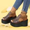 Summer Round Toe Thick Sole Casual Sandals Large Size Fashionable Open Toe Wedge Women's Comfortable Simple Shoes