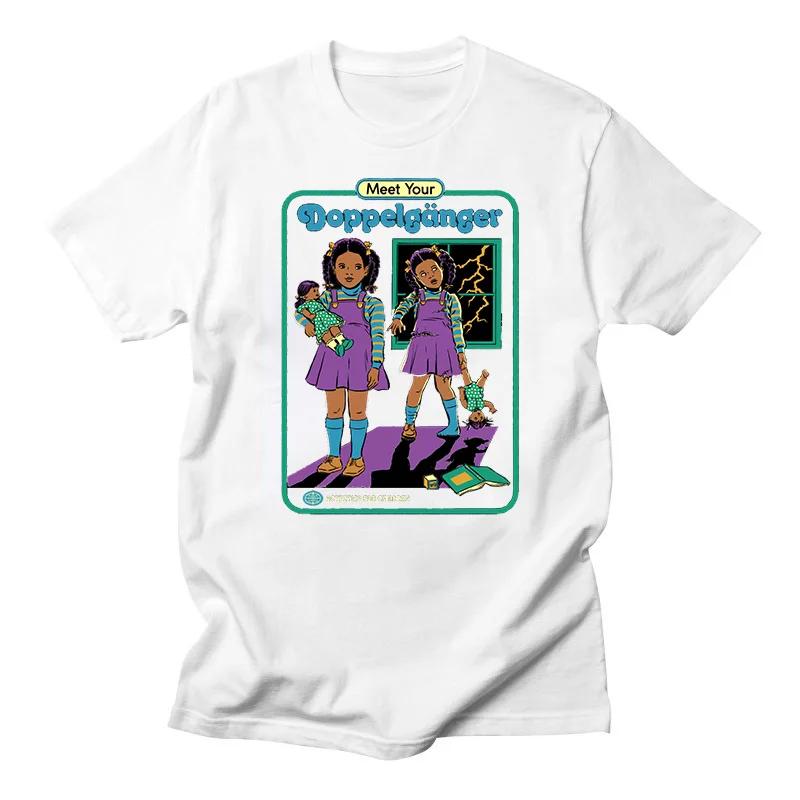 Винтажная футболка Horror Alien Are Tshirt Men We Here Yet Funny Death Demon Harajuku Men Tee 90 Evil Graphic Camisetas Ropa Hombre