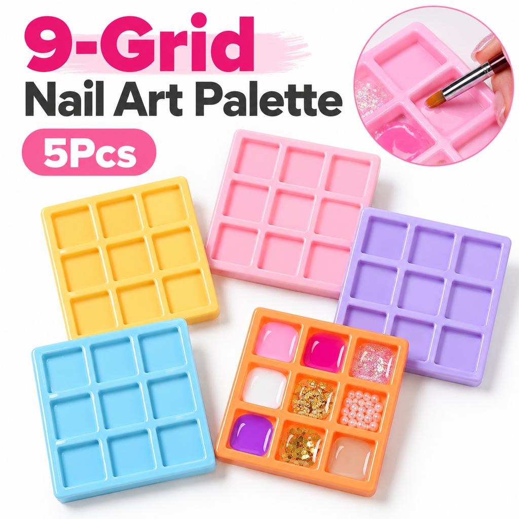 5Pcs Compact Size Nail Art Palette Multifunction Nail Art Mixing Board for Painting and Blending