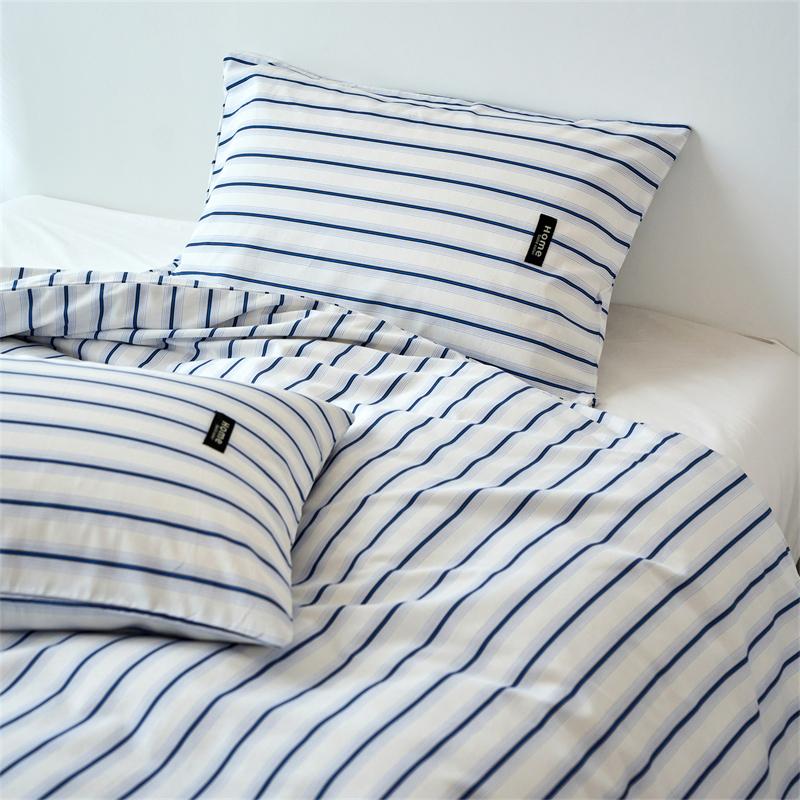 Washed Cotton Duvet Cover Set, 100% Cotton Stripe Pattern, Soft Breathable Bedding Set with Pillow Cover for Home Decor