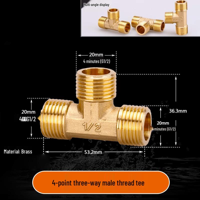 Plumbing Reducing Tee Connector with External Threads