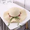 Wide Brim Beachside Sun Hat Fishing Cap Summer Beach Hat Portable Flower Lafite Straw Hat  Outdoor