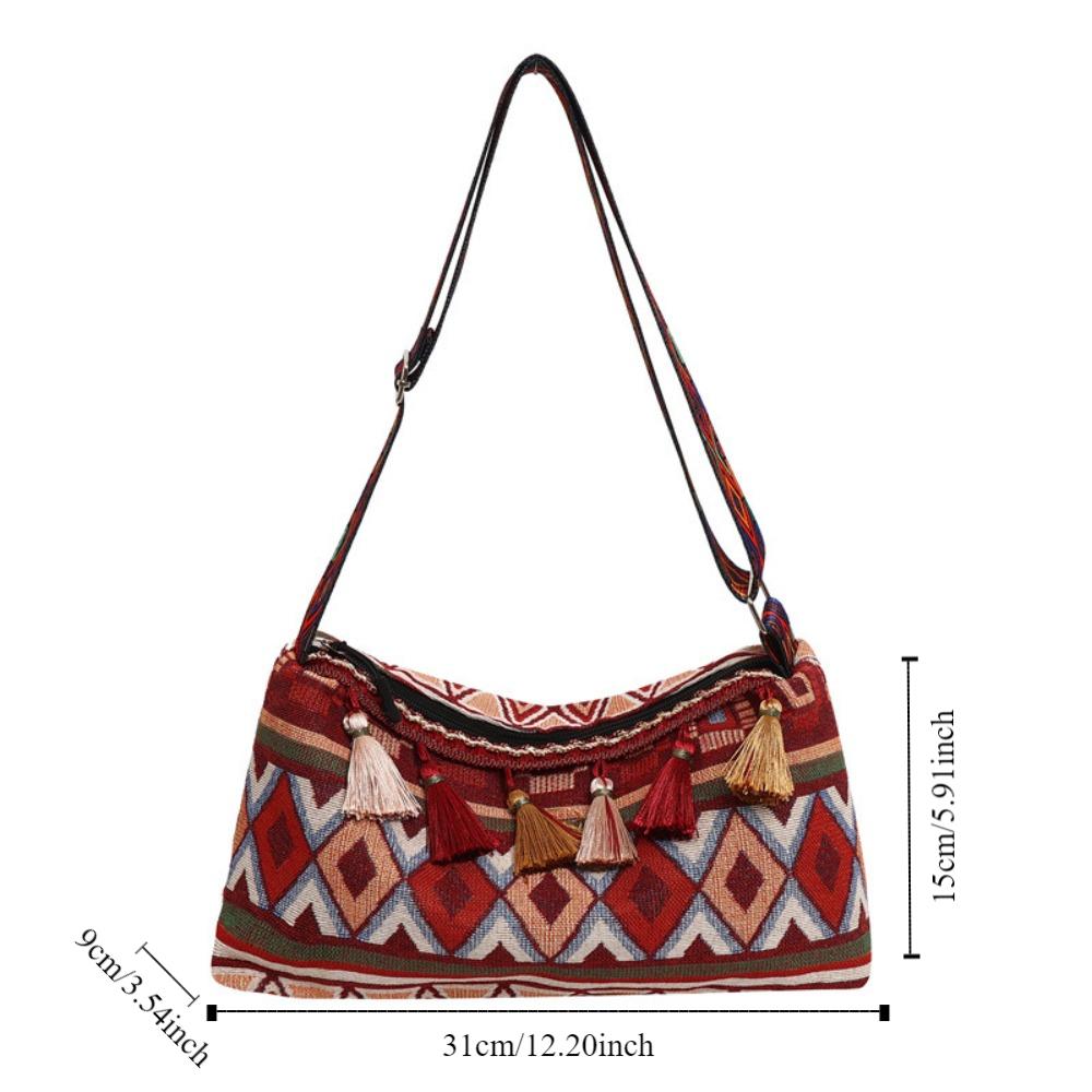 Плетеная сумка с бахромой, сумка через плечо, большая вместимость, сумка-тоут в стиле бохо, этнические сумки через плечо для женщин