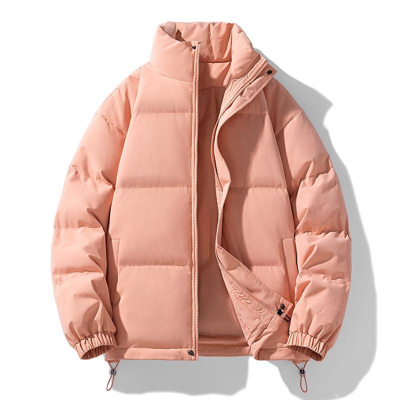 Однотонная одежда из хлопка с пухом, со стойкой, мужская и женская, новая зимняя, утолщенная, теплая, трендовая, повседневная, парная, одежда-пуховик