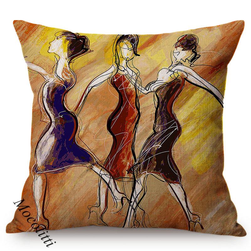 Ballet Girls Oil Painting Art Home Decoration Sofa Pillow Case Sexy Woman Portrait Impressionism Painting Style Cushion Cover