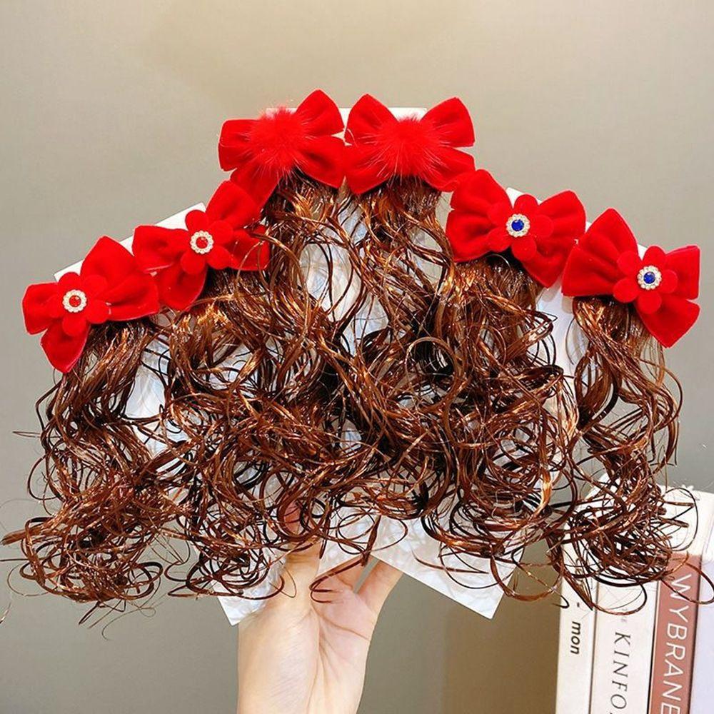 Chinese Style Hair Clip Baby Wig Hairpin Child Hair Accessories New Year Headdress Bow Hairclip
