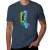 Black Graffiti Style Gecko On A Dripping Rainbow Ink Splat Tshirt Work Wear Simple Tee Shirt