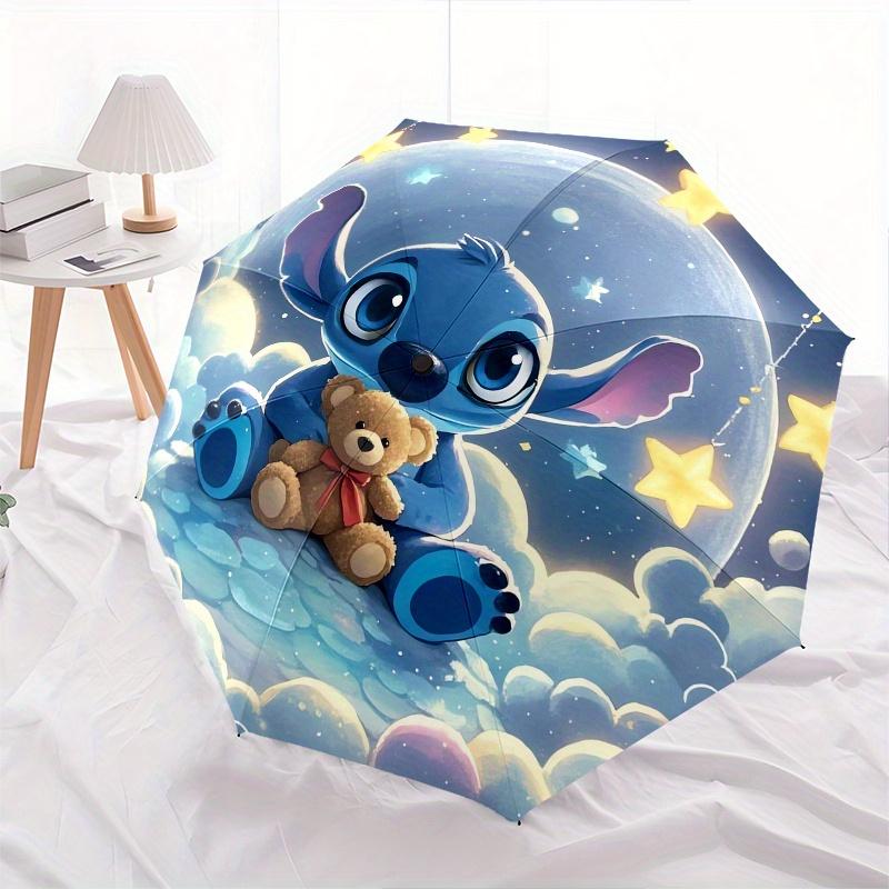 Зонт-трость Stitch, Пейзаж с облаками, Автоматическое открытие и закрытие, 8 спиц, Ветрозащитный, Портативный, Складной, Подходит для повседневных и деловых выходов, для