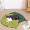 Reversible Pet Mat Cotton Leaf Shape Thermal Insulation Cat Dog Bed Pad Non Slip Crate Mat Lightweight All Season Floor Cushion Kennel Liner Washable