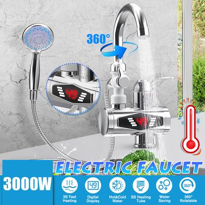 Электрический кран 3000 Вт, водонагреватель из нержавеющей стали, с насадкой для душа, 3S, быстрый нагрев, мгновенный нагрев горячей воды для кухни, ванной комнаты
