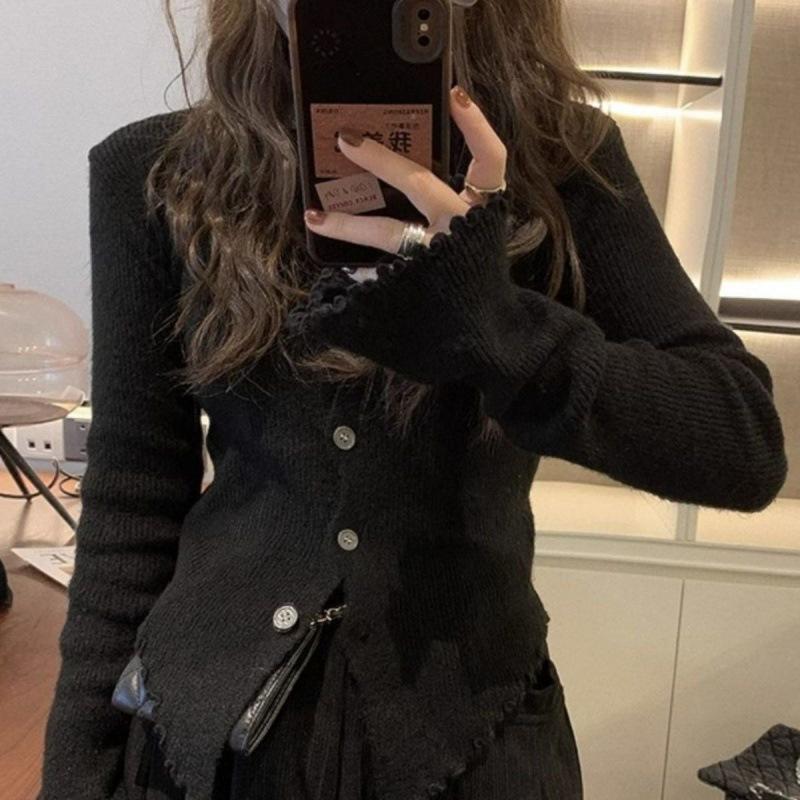 Вязаные кардиганы женские однотонные с V-образным вырезом простые корейские модные универсальные топы Y2k повседневные свитера эстетичная одежда