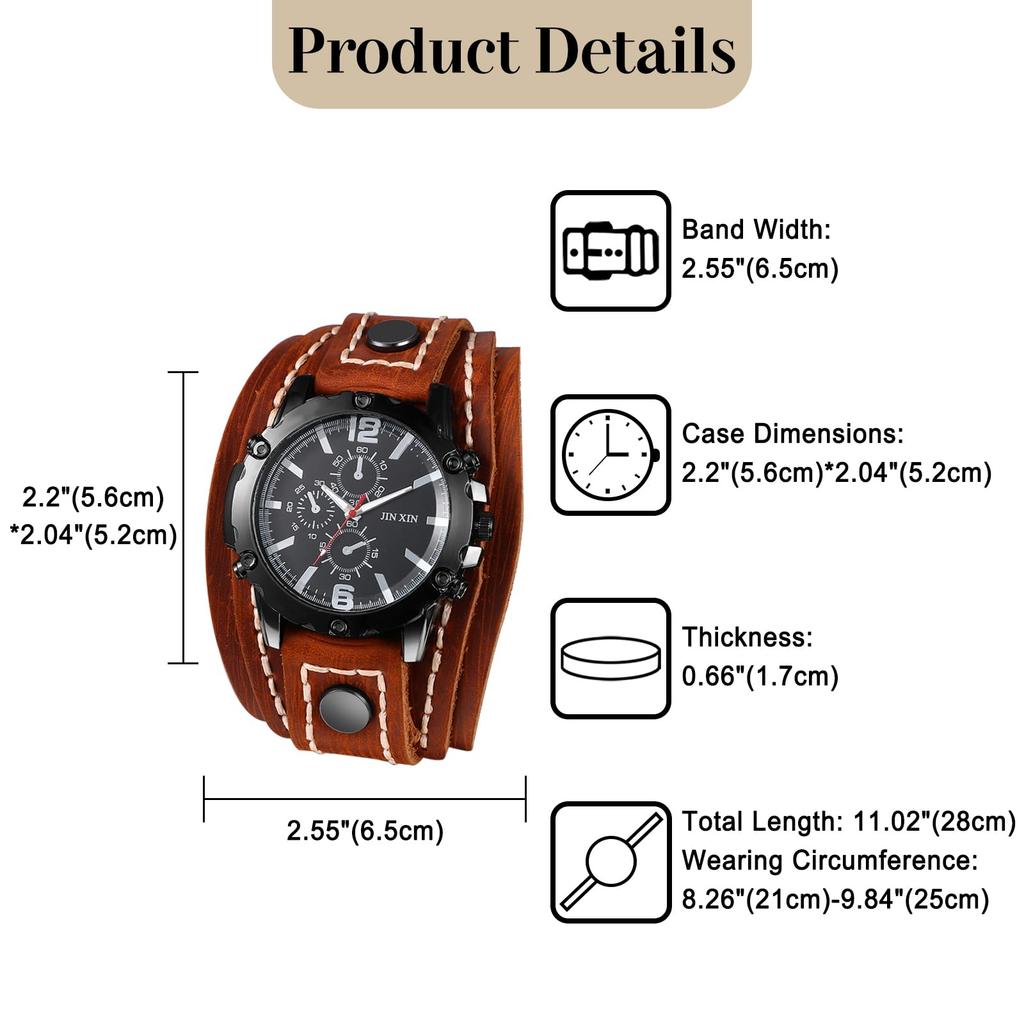 Watch Bracelet Leather Belt Analog Steampunk Motorcycle Leather Belt Wide Waterproof Quartz Watch Fashion Watch Day Birthday Christmas Day Gift for