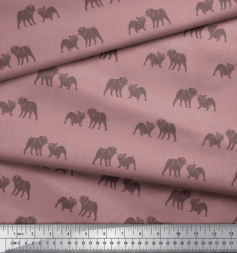 Soimoi Японская креп-сатиновая ткань с принтом Bull Dog на метр шириной 42 дюйма