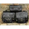 Leather Saddlebags Motorcycle Bag Pouch Black Set Three Bags Panniers Saddle Bags For Sportscasters Set Of Three Bags