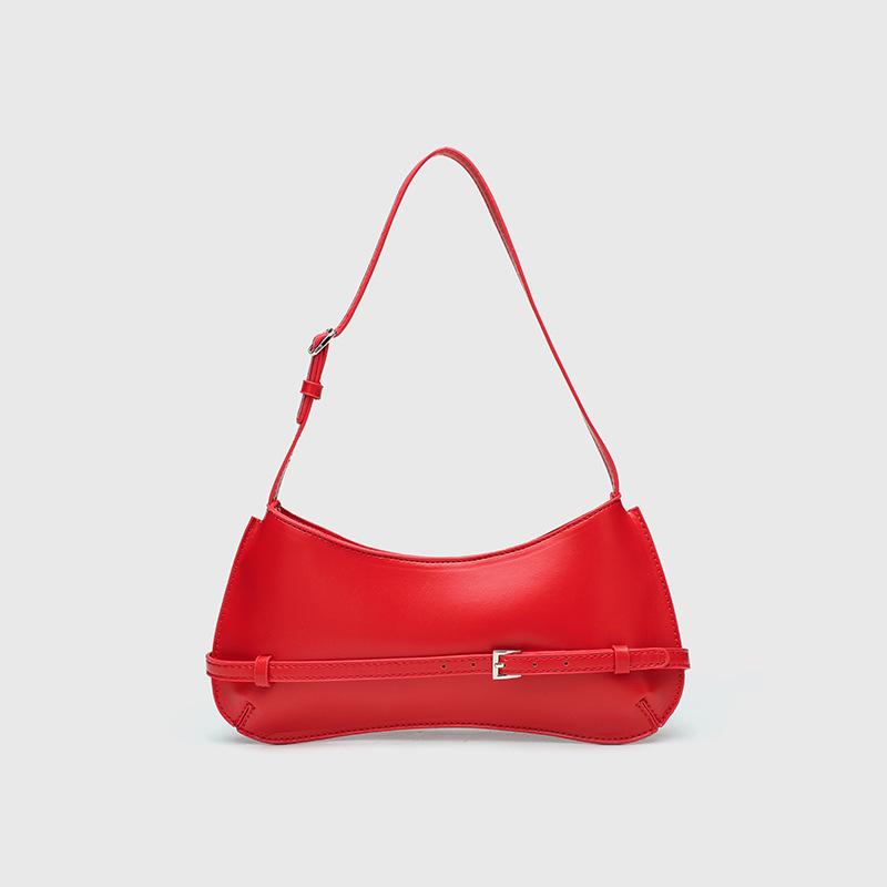 Retro Baguette Bag Women's New Fashion Shoulder Bag Niche High-end Underarm Bag Red Wedding Bag