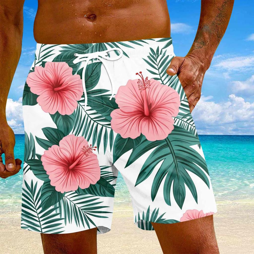 Мужские модные гавайские принты с эластичной талией, повседневные штаны для йоги, пляжные шорты