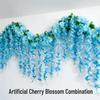 Cherry Flower Artificial Wisteria Flower Vine Multicolor Faux Flower Vine  Party Ornaments