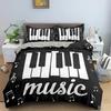 Music Bedding Set Piano Keyboard Music Note Duvet Cover Queen Size Bed Linen Comforter Microfiber Guitar Polyester Bedding Sets