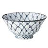 Керамическая пиала для риса Nishikai, сине-белая, LL, Изделие Hasami, Пиала Suehiro, Узор 'Подвесная сеть', 18162