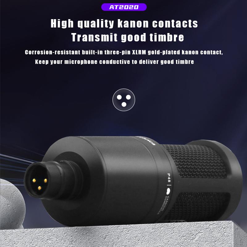 AT2020 Wired XLR Condenser Microphone Podcasting Desk Mic Stand Home Recording Studio For Singing Live Screaming