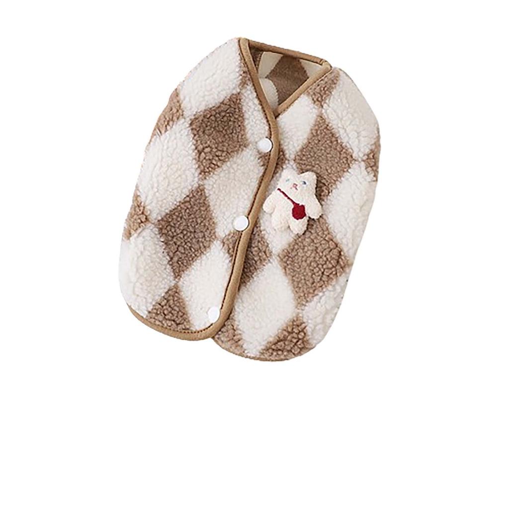 Жилет в ромбовидную клетку Одежда для домашних животных, одежда для маленьких молочных собак, маленьких собак и зимняя теплая одежда для ног